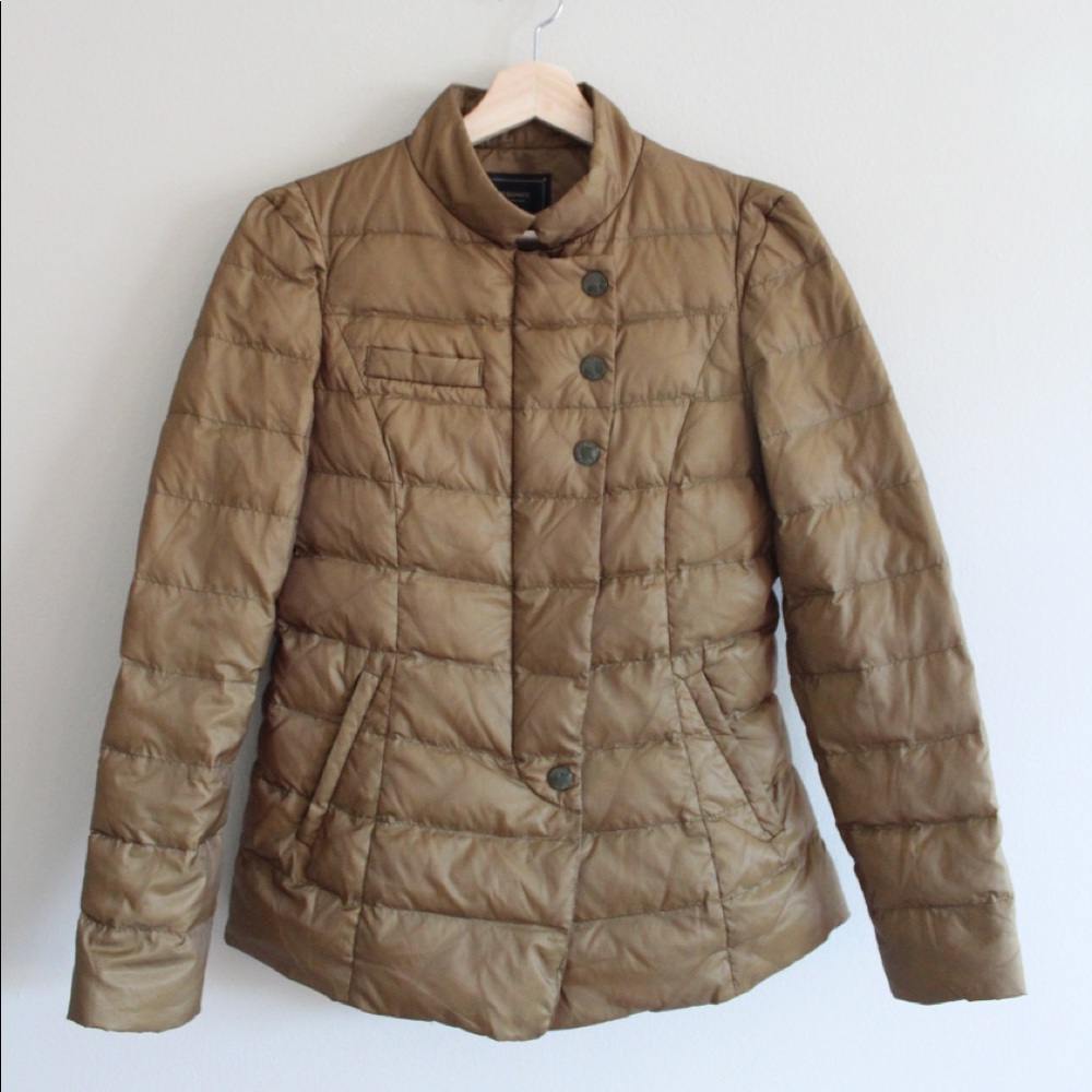 Structured Asymmetric Puffer in Olive Green